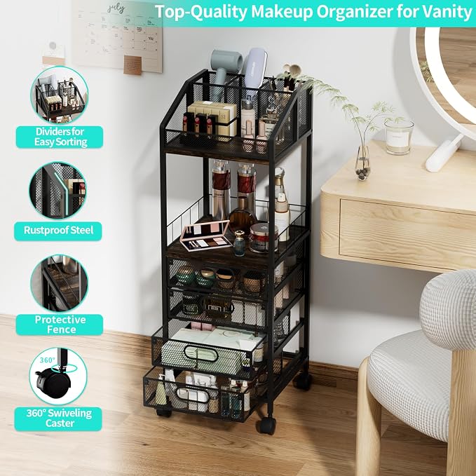 HapiRm Makeup Organizer Storage Cart - Image 7