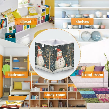Snowman and Bird Closet Organizers Storage Cubes Storage Bins Shelf Baskets - Image 6