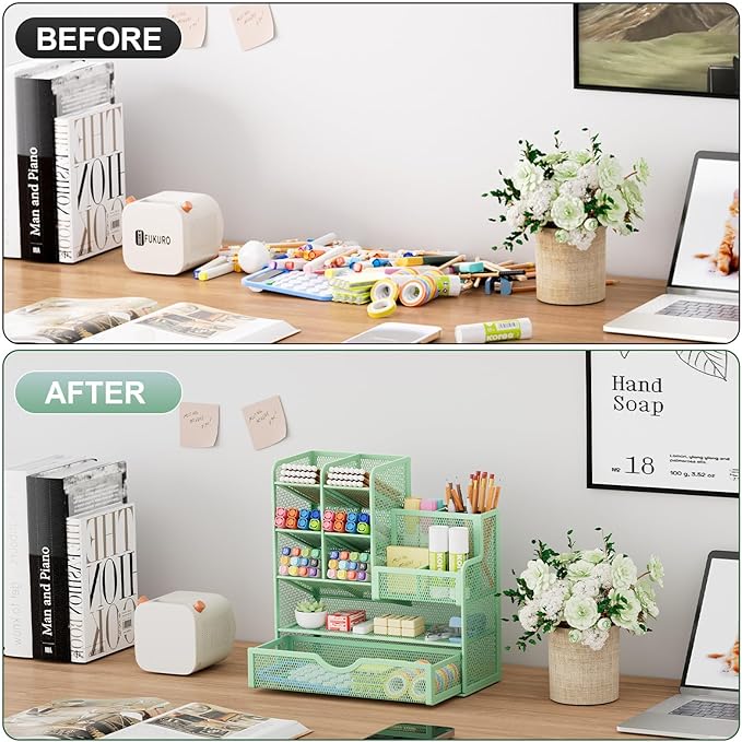 Marbrasse Mesh Pen Holder for Desk, Desk Organizers and Accessories for Office - Image 3