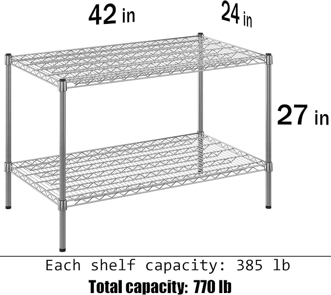 24" Deep x 42" Wide x 27" Height Wire Shelving Kit | 2-Tier | NSF Commercial - Image 3