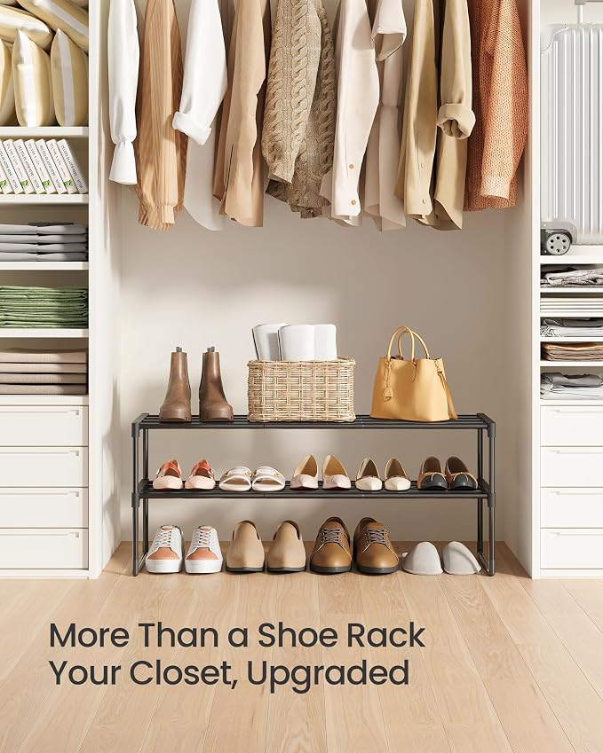 SONGMICS Shoe Rack, 2-Tier Shoe Organizer, Metal Storage Shelf, Upright or - Image 8