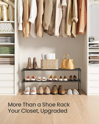 SONGMICS Shoe Rack, 2-Tier Shoe Organizer, Metal Storage Shelf, Upright or - Image 8