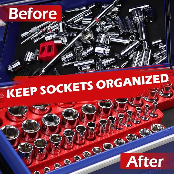 2-Piece 1/4"-Drive Metric Magnetic Socket Organizer Set - Image 6