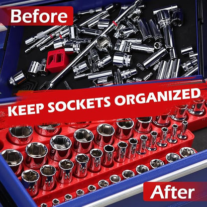 2-Piece 1/4"-Drive Metric Magnetic Socket Organizer Set - Image 6