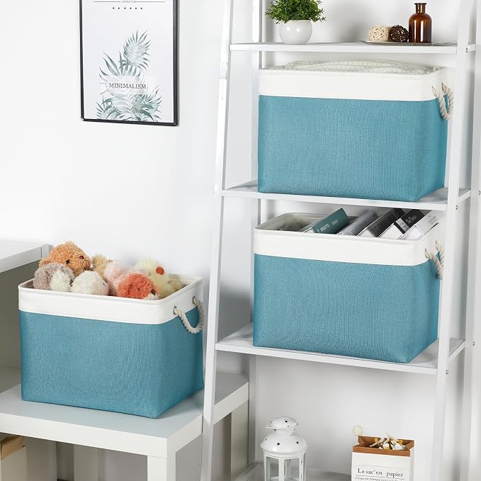 Bidtakay Large Storage Baskets for Shelves 3 Pack 16x11.8x11.8 Inch Storage - Image 2
