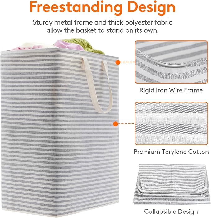 Lifewit 2 Pack Laundry Basket 125L Each, Collapsible Clothes Hamper - Image 2