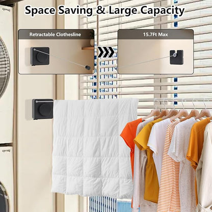 15.7Ft Retractable Clothesline Indoor an Anti-sag Retractable Clothesline - Image 5