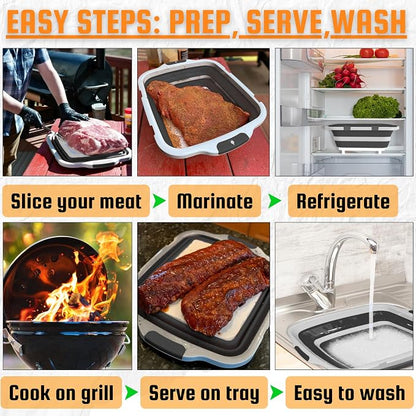 MAYALEAD BBQ Prep Tub with 2 Pcs Meat Shredder Claws, Collapsible Cutting Board - Image 5
