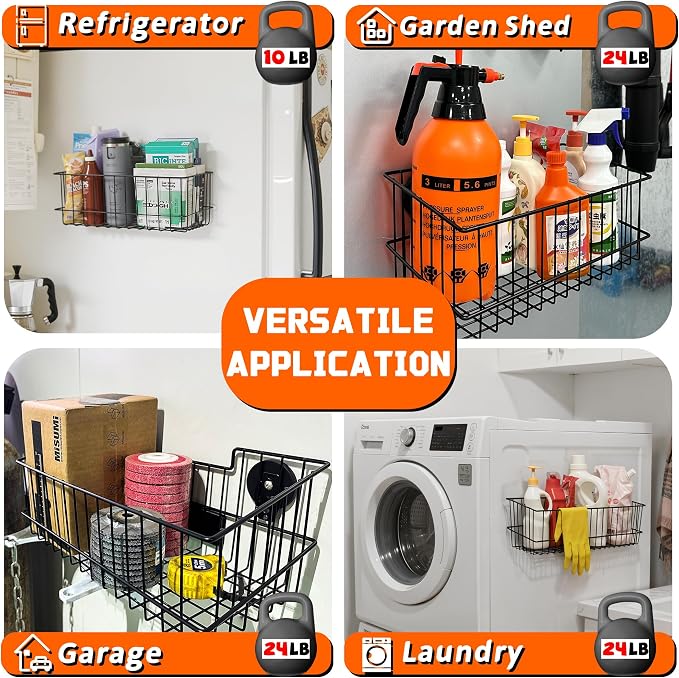 ULIBERMAGNET Magnetic Baskets, Large Capacity Metal Wire Mesh Basket Holder - Image 3