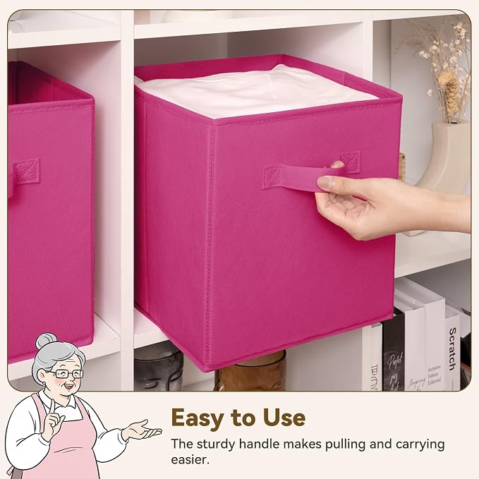 GRANNY SAYS 11 Inch Cube Storage Bin, Cube Organizer Bins, Rose Red, Sturdy - Image 7