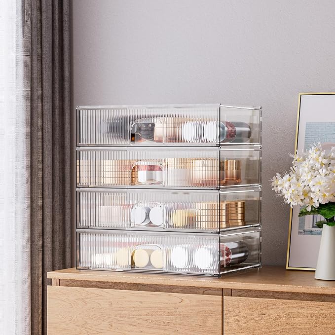ZHIAI Stackable Storage Drawer, 4 Piece Acrylic Organiser - Image 5
