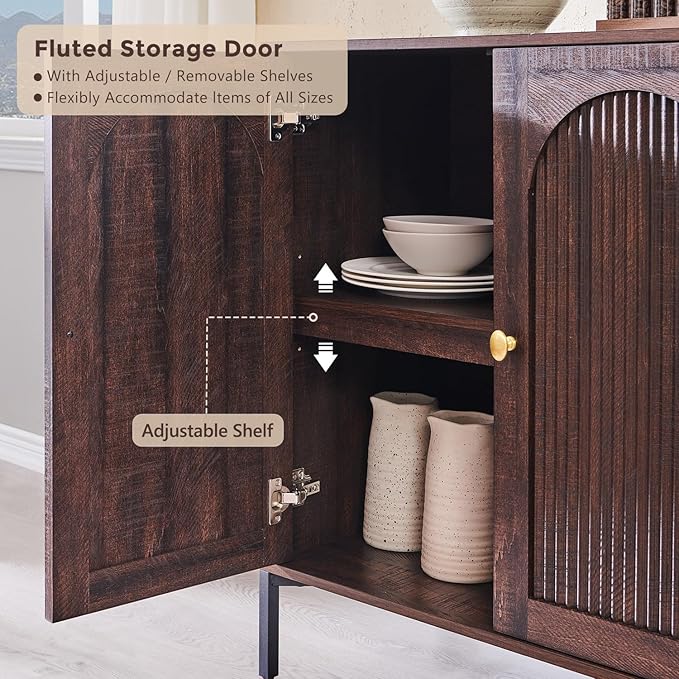IFGET 92.63" W Modern Arched Sideboard Buffet Cabinet - Image 4