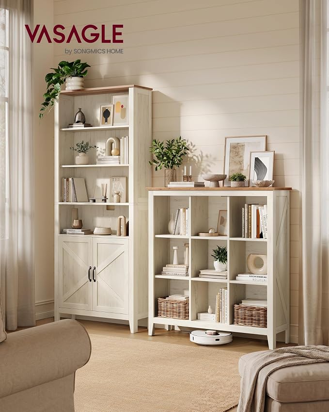 VASAGLE Liry Collection Farmhouse Bookcase, 9-Cube Storage Organizer - Image 3