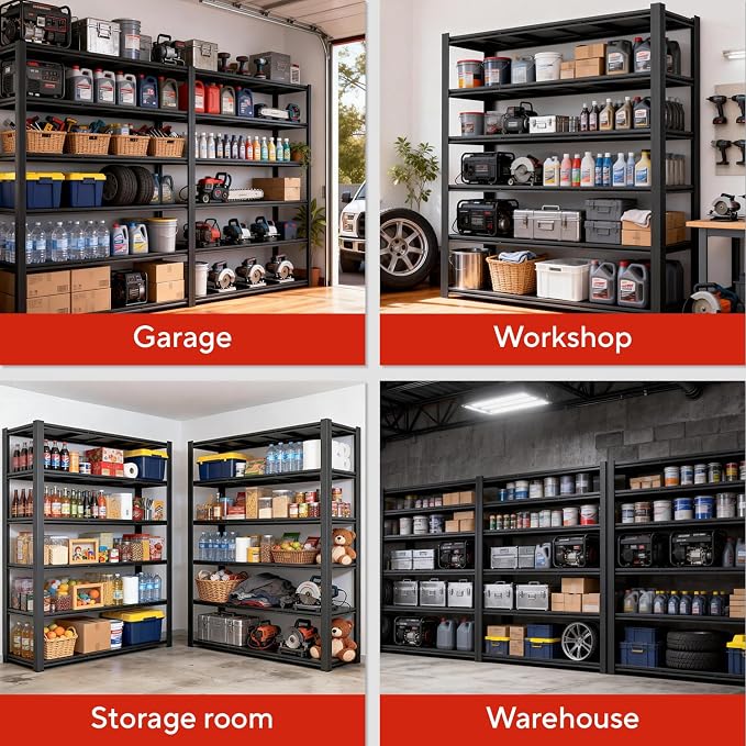 Garage Shelving, Heavy Duty Storage Shelves Metal Shelf Unit Adjustable - Image 8