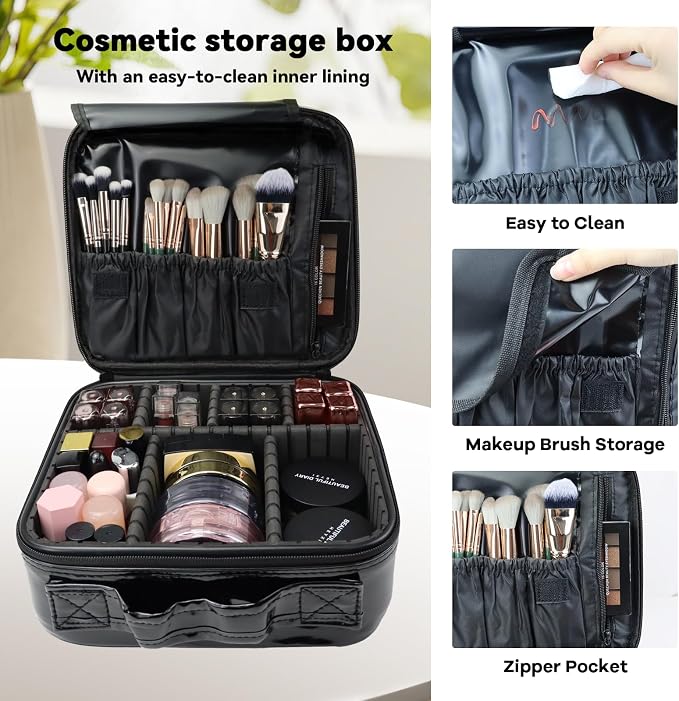 Travel Makeup Bag Makeup Cosmetic Train Case Organizer Portable Storage Bag - Image 2