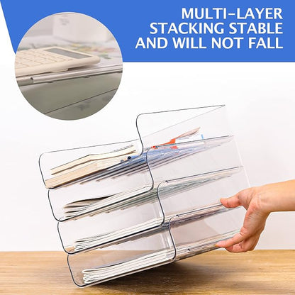 Set of 4 Office Organization and Storage, Stackable Document and File Paper - Image 5