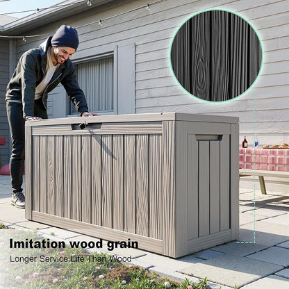 80 Gallon Resin Deck Box, Outdoor Waterproof Storage Containers, Lockable Patio - Image 3