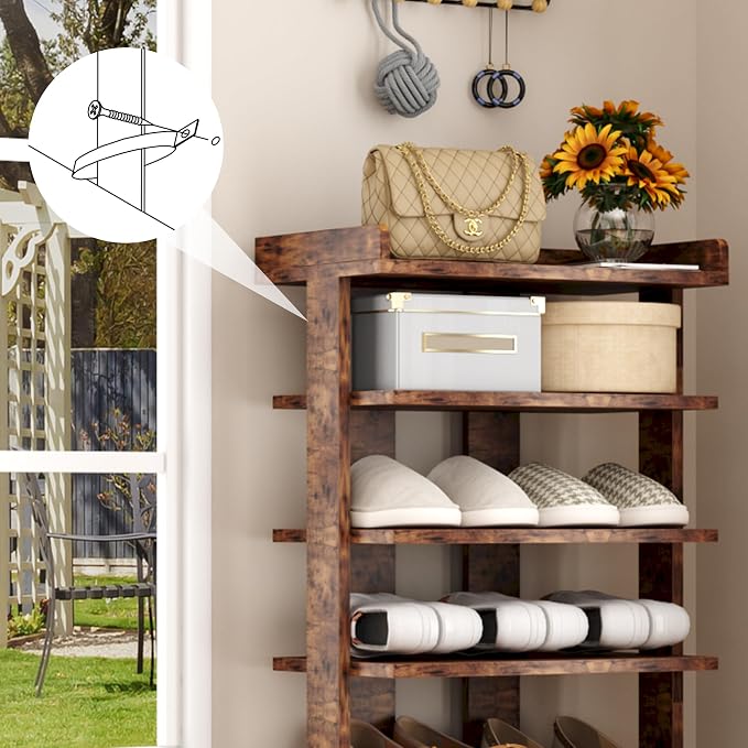 HOMEFORT 7-Tier Wood Shoe Rack, Double Rows Shoe Shelf, Shoe Storage Stand - Image 9