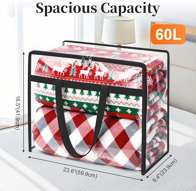 SpaceTrove Clear Clothes Storage Bags, 8 Pack Closet Organizers and Under Bed - Image 2