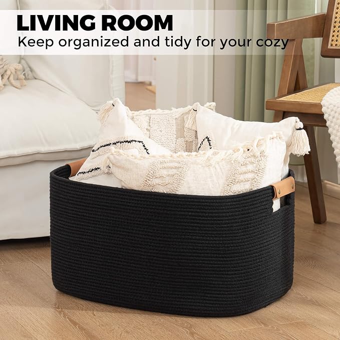 danpinera Large Woven Basket, 108 L Blanket Basket - Image 4