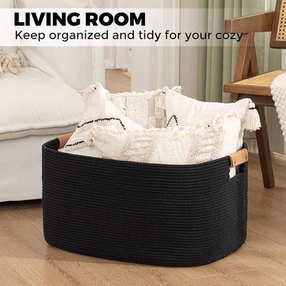danpinera Large Woven Basket, 108 L Blanket Basket - Image 4
