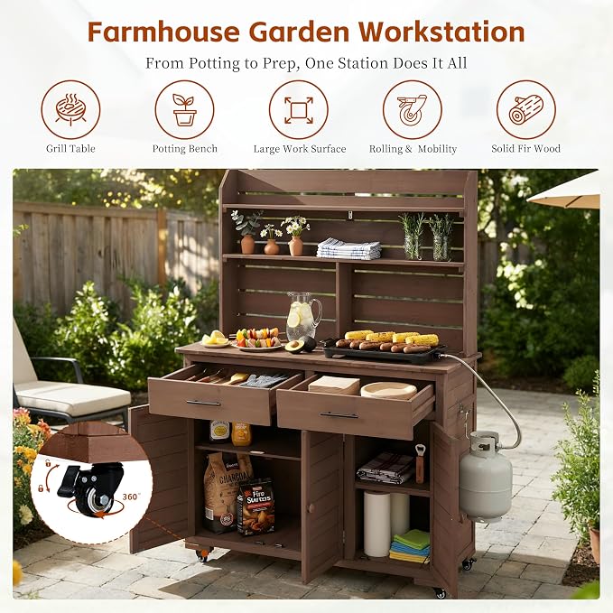 65''H Large Garden Potting Bench - Image 4