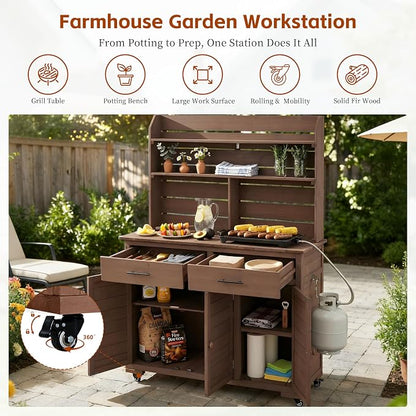 65''H Large Garden Potting Bench - Image 4
