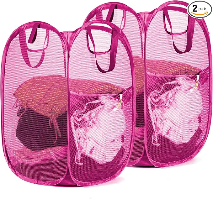 HOUSE AGAIN 2 Pcs Pop Up Laundry Hamper, Strong Mesh Laundry Baskets Collapsible by HOUSEAGAIN