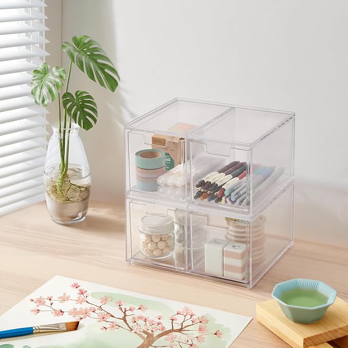 STORi Stackable Desk Organizer drawers, 4 Tall Drawers - Image 3