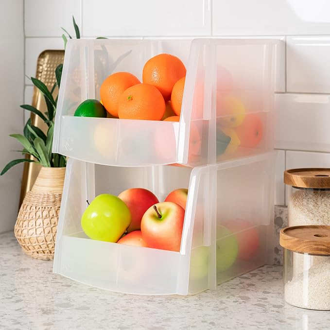 IRIS USA Clear Plastic Stackable Storage Bins, X Large- 4 Pack, Open Front - Image 4