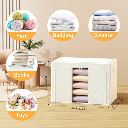 Clothes Storage Bins with Metal Frame, Foldable Clothes Organizers Storage - Image 2
