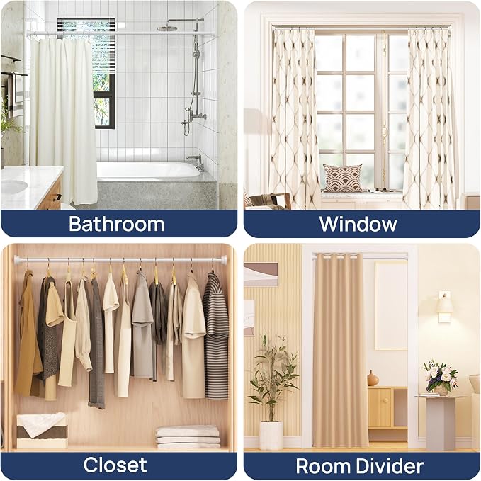 ENJOYBASICS 2 Pack Tension Curtain Rod, 32-66" Adjustable, No Tools, - Image 7