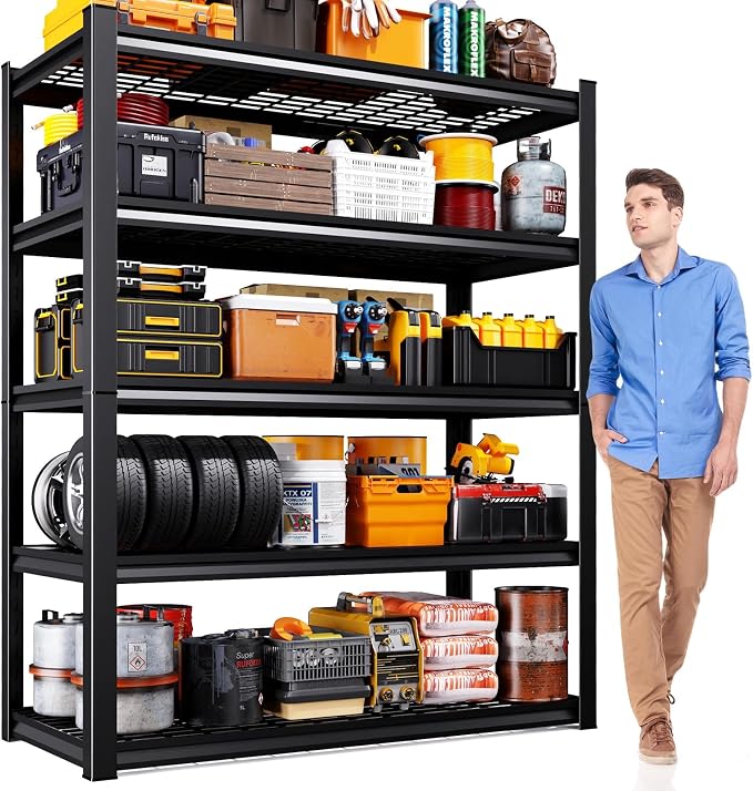 78" H Garage Shelving Heavy Duty Storage Shelves, 5-Tier Adjustable Metal by AOAORGG