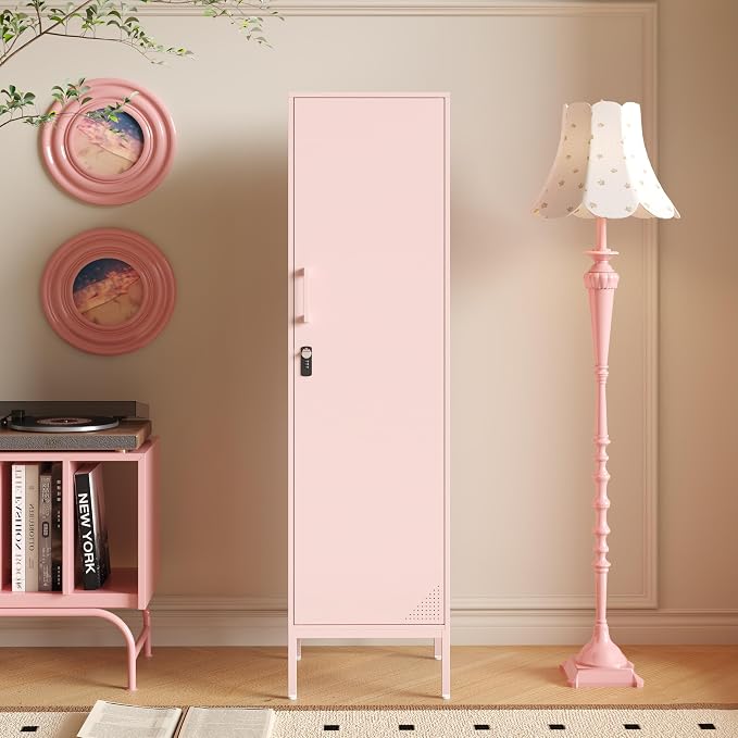 Pink Metal Locker Cabinet, 59.1" Lockable Storage Locker - Image 7