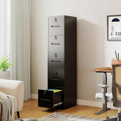 5 Drawer File Cabinet with 5 Locks, Metal Filing Cabinet Heavy Duty Vertical - Image 6