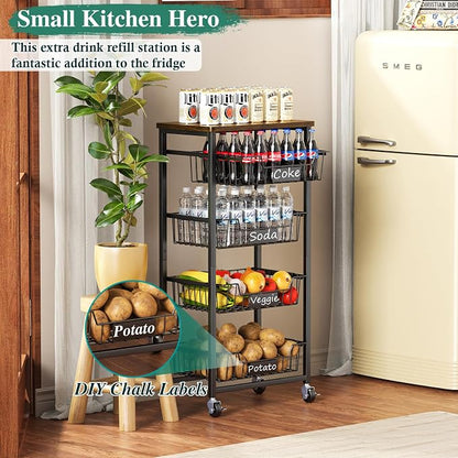 Fruit Basket, 5-Tier Utility Kitchen Organizer and Storage Cart - Image 7
