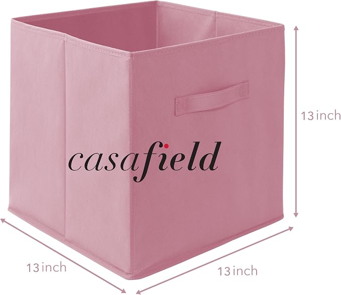 Casafield Set of 6 Collapsible Fabric Cube Storage Bins, Light Pink - Image 7