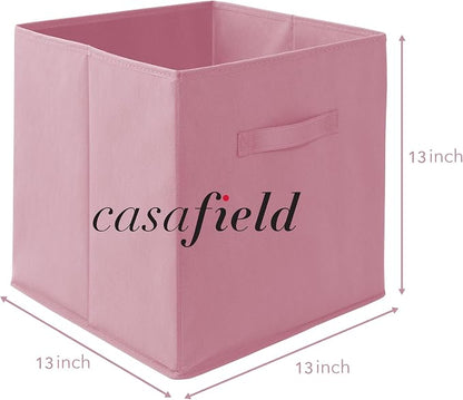 Casafield Set of 6 Collapsible Fabric Cube Storage Bins, Light Pink - Image 7