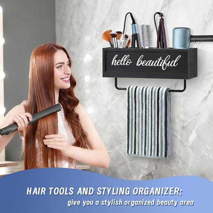 Hair Dryer Holder Wall Mounted, Hair Tools and Styling Organizer - Image 3
