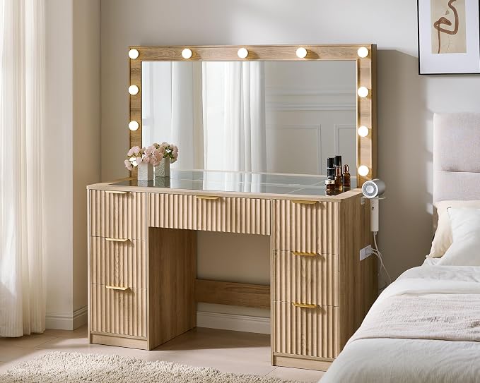 AMERLIFE 47.2" Fluted Vanity Desk by AMERLIFE