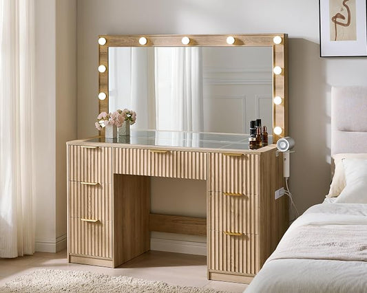 AMERLIFE 47.2" Fluted Vanity Desk by AMERLIFE