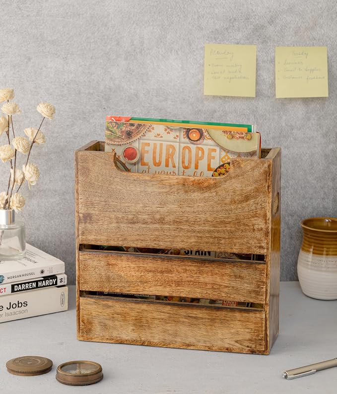 Mie Creations Wooden Magazine Holder Rack - Image 2
