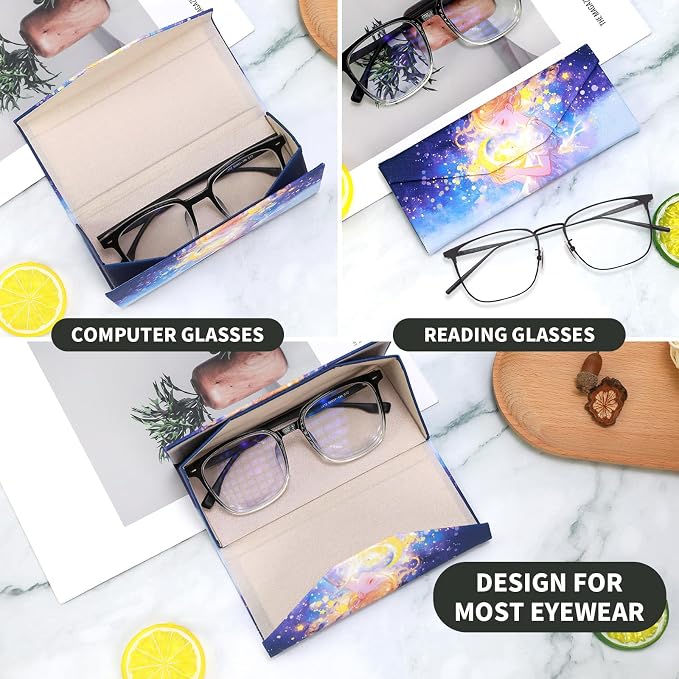 Foldable Glasses Case, Magnetic PU Leahter Sunglasses Case, Cute Hard Shell - Image 2