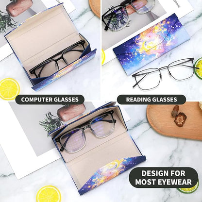 Foldable Glasses Case, Magnetic PU Leahter Sunglasses Case, Cute Hard Shell - Image 2