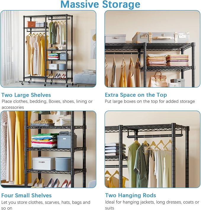 VIPEK R4 Garment Racks Heavy Duty Clothes Rack -620lb Capacity Metal Frame - Image 3