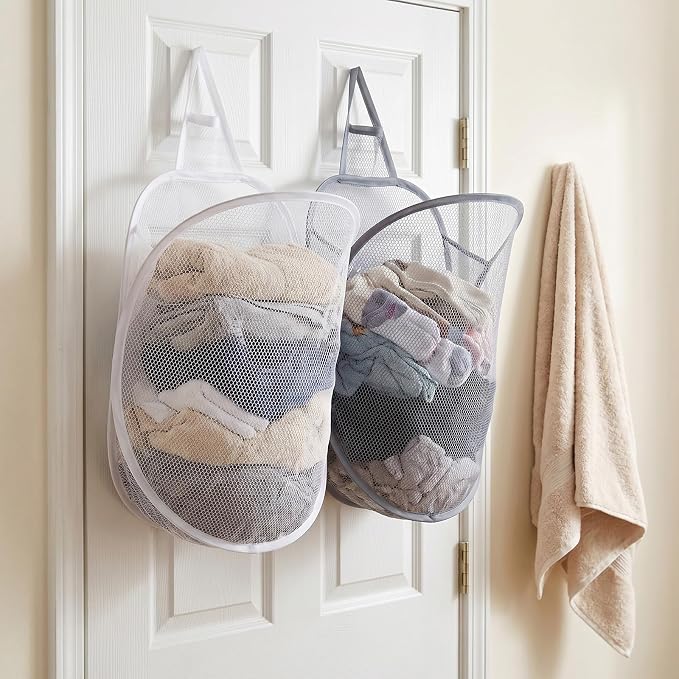 2 Pcs Hanging Laundry Basket, Small Hanging Laundry Bag, Wall-Mounted, - Image 3