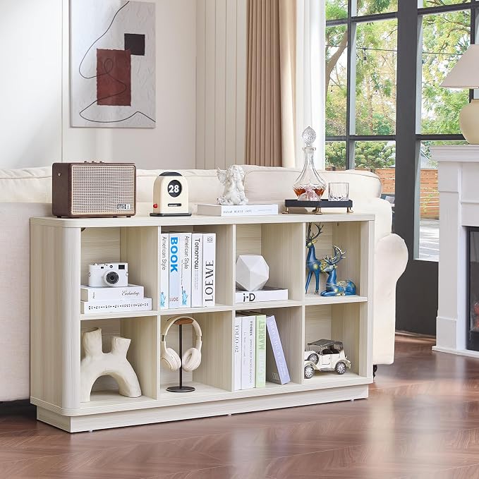8 Cube Storage Bookcase, Wooden Floor Standing 2-Tier Cubby Console Bookshelf - Image 5