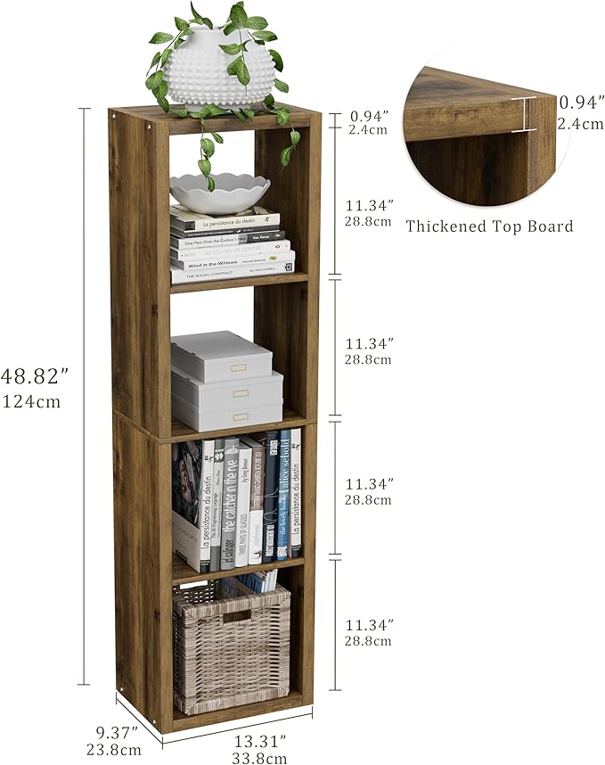 Cube Storage Organizer Bookcase, Small 4 Tier 11 inch Open Back Cubical Shelf - Image 3