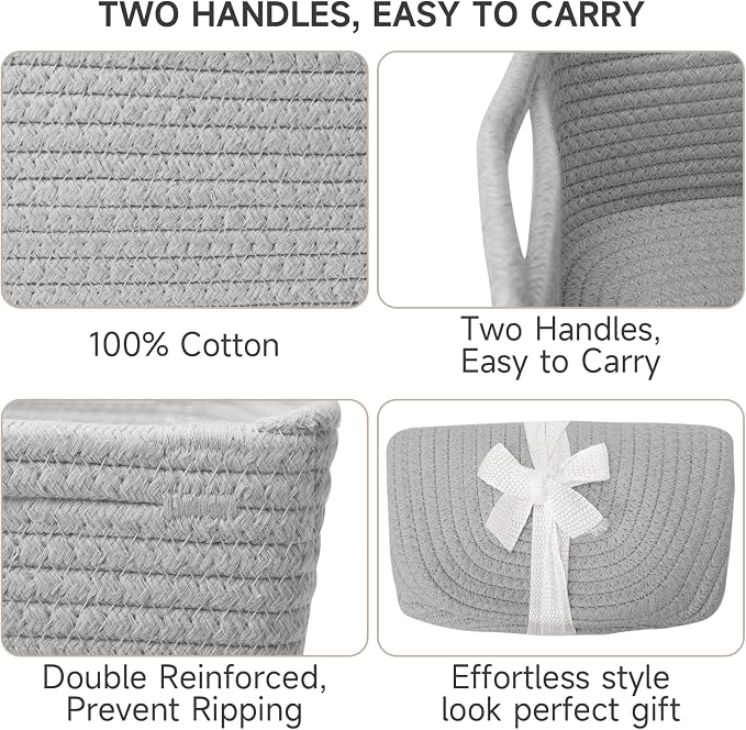 3-Pcs Shelf Baskets for Organizing, Closet Organizer Bins, Small Woven Baskets - Image 5