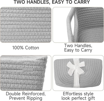 3-Pcs Shelf Baskets for Organizing, Closet Organizer Bins, Small Woven Baskets - Image 5